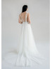 Tied Shoulder Straps Pearl Embellished Unique Wedding Dress